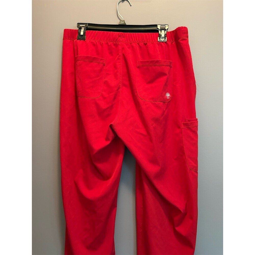 Healing Hands Scrub Pants Womens Size L Red Cargo Drawstring Elastic Waist - Picture 7 of 10